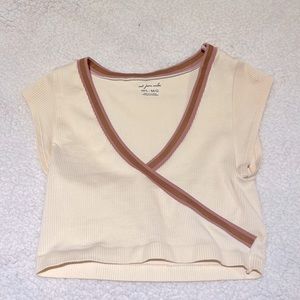 urban outfitters out from under ribbed cream cross over top